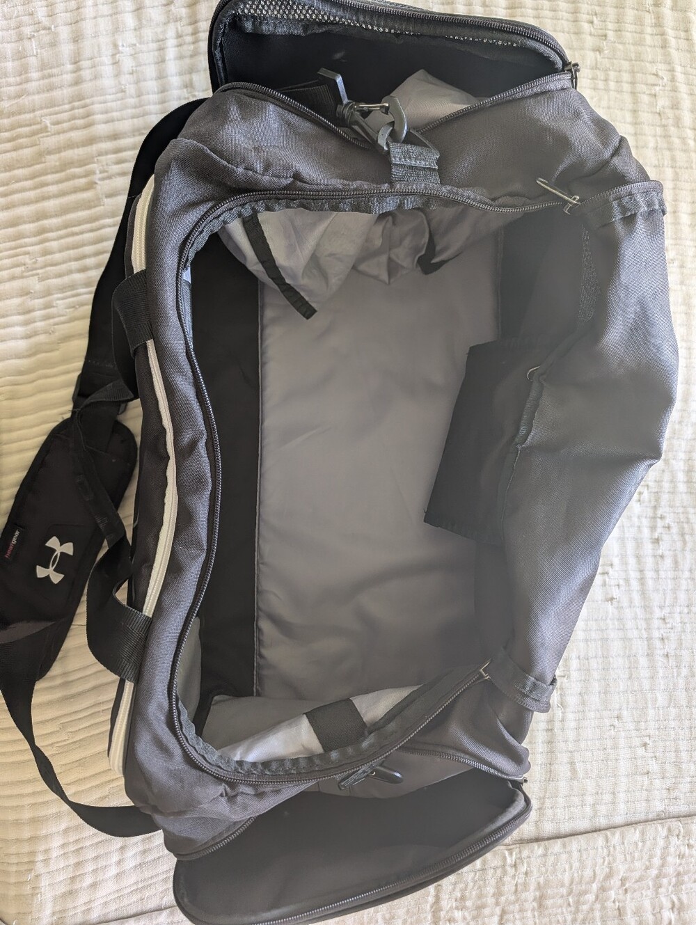 Under Armour Black Duffel Bag with White Trim - Picture 2 of 4